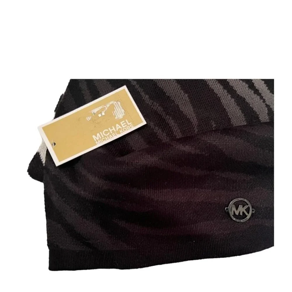 Michael Kors Womens Black White Dip Dye Tiger Striped Rectangle Dress Scarf New
